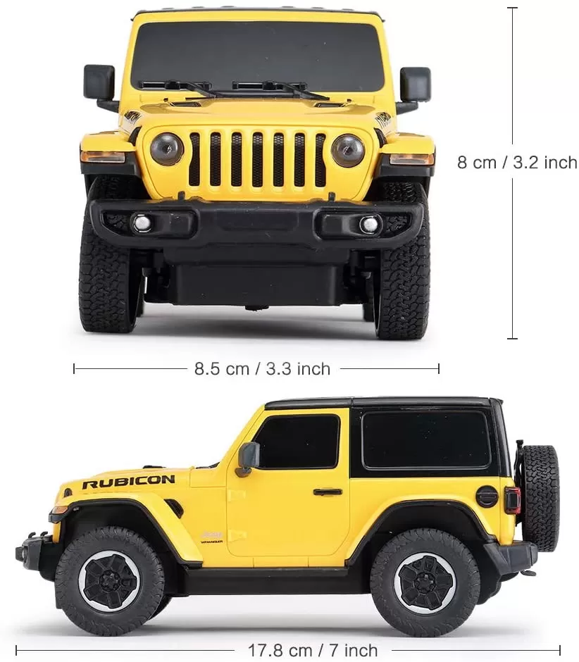 Masina cu telecomanda jeep wrangler rubicon galben cu scara 1 la 24, varsta de la 3 ani la +15 ani [4]