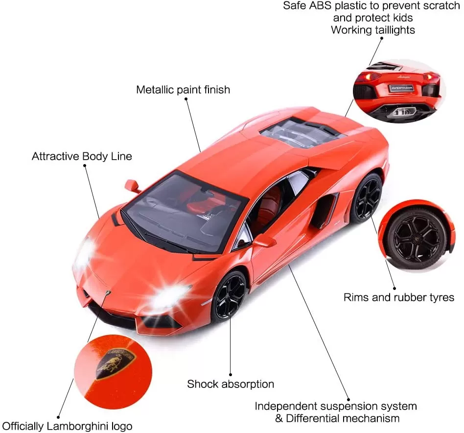 Masina cu telecomanda lamborghini aventador rosu cu scara 1 la 24, varsta de la 3 ani la +15 ani [3]
