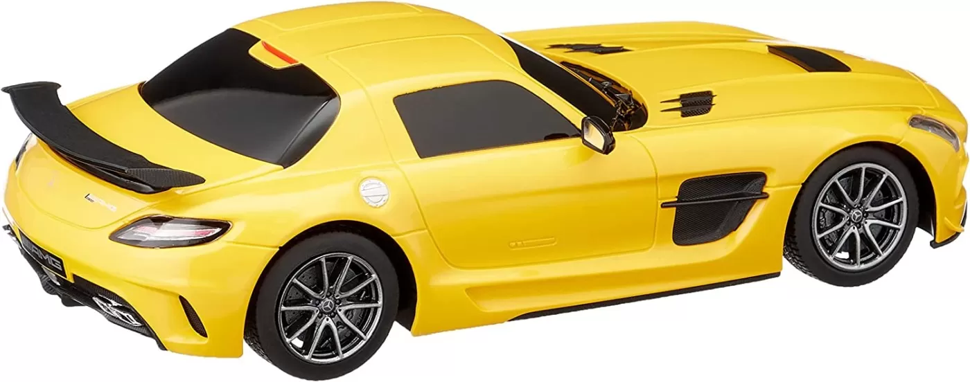 Masina cu telecomanda mercedes-benz sls amg galbena cu scara 1 la 18, varsta de la 3 ani la +15 ani [4]