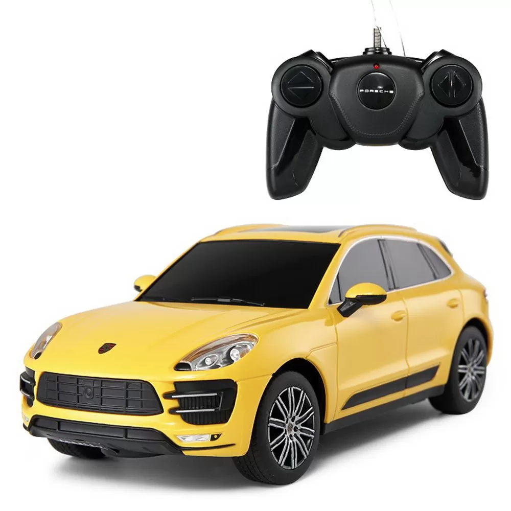 Masina cu telecomanda porsche macan turbo galben cu scara 1 la 24, varsta de la 3 ani la +15 ani [1]