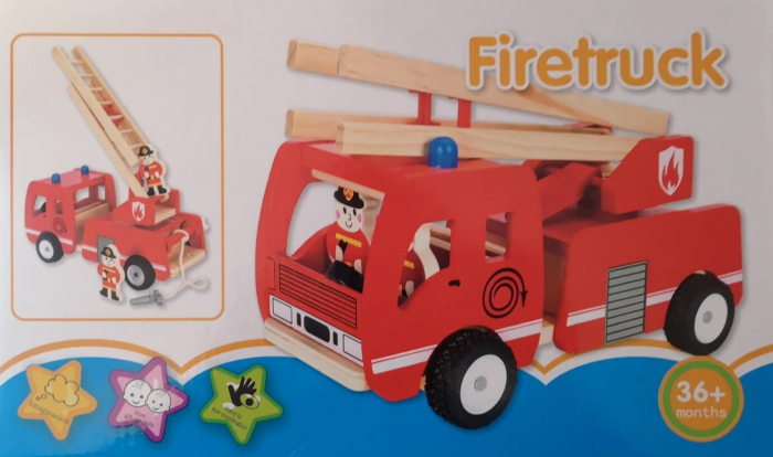 Masina pompieri de jucarie din lemn. [5]