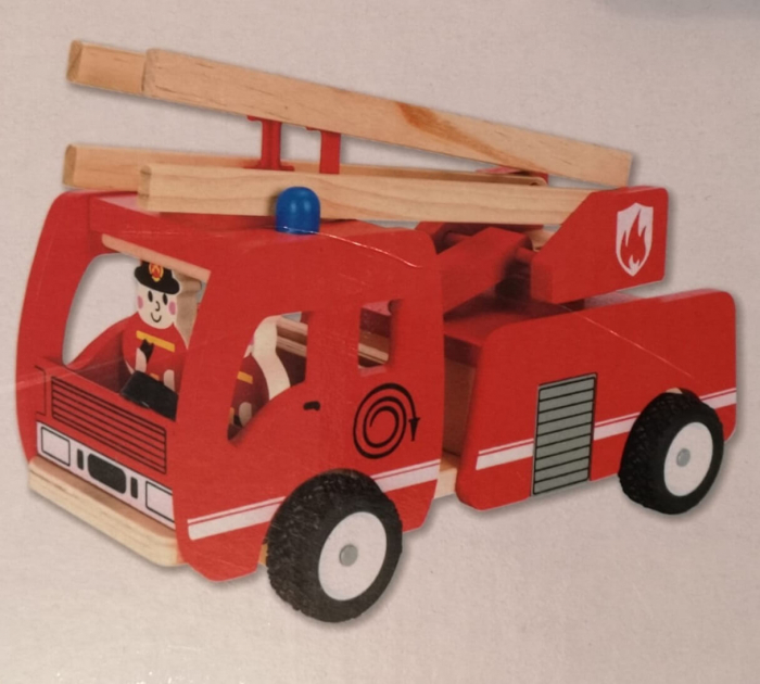 Masina pompieri de jucarie din lemn. [6]