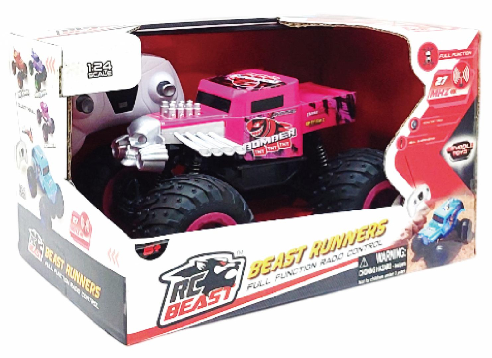 Masinuta cu telecomanda tip camion beast runners, scara 1/24, 21cm, roz [2]