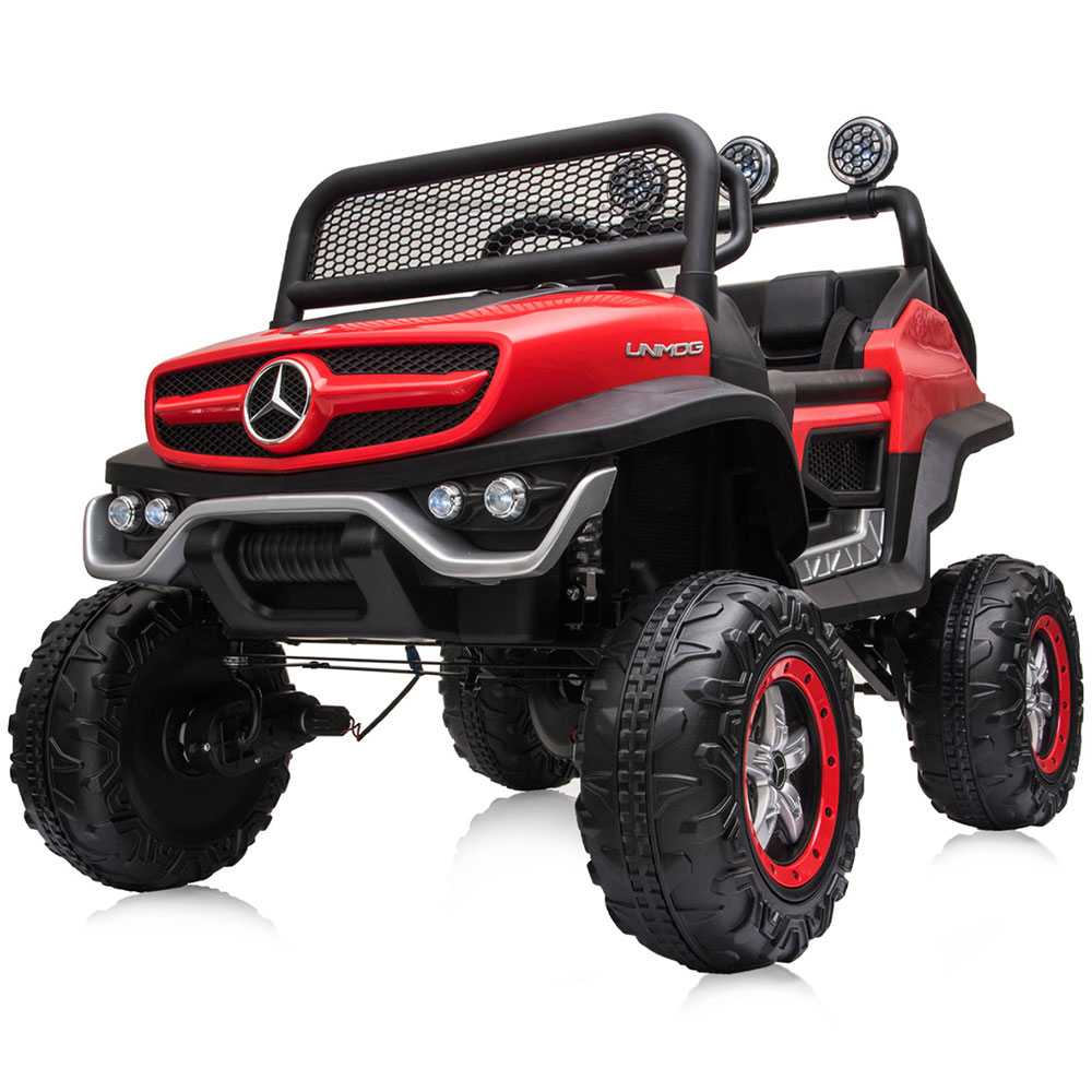 Masinuta electrica Chipolino OffRoad Mercedes Unimog cu scaun din piele si roti EVA red [10]