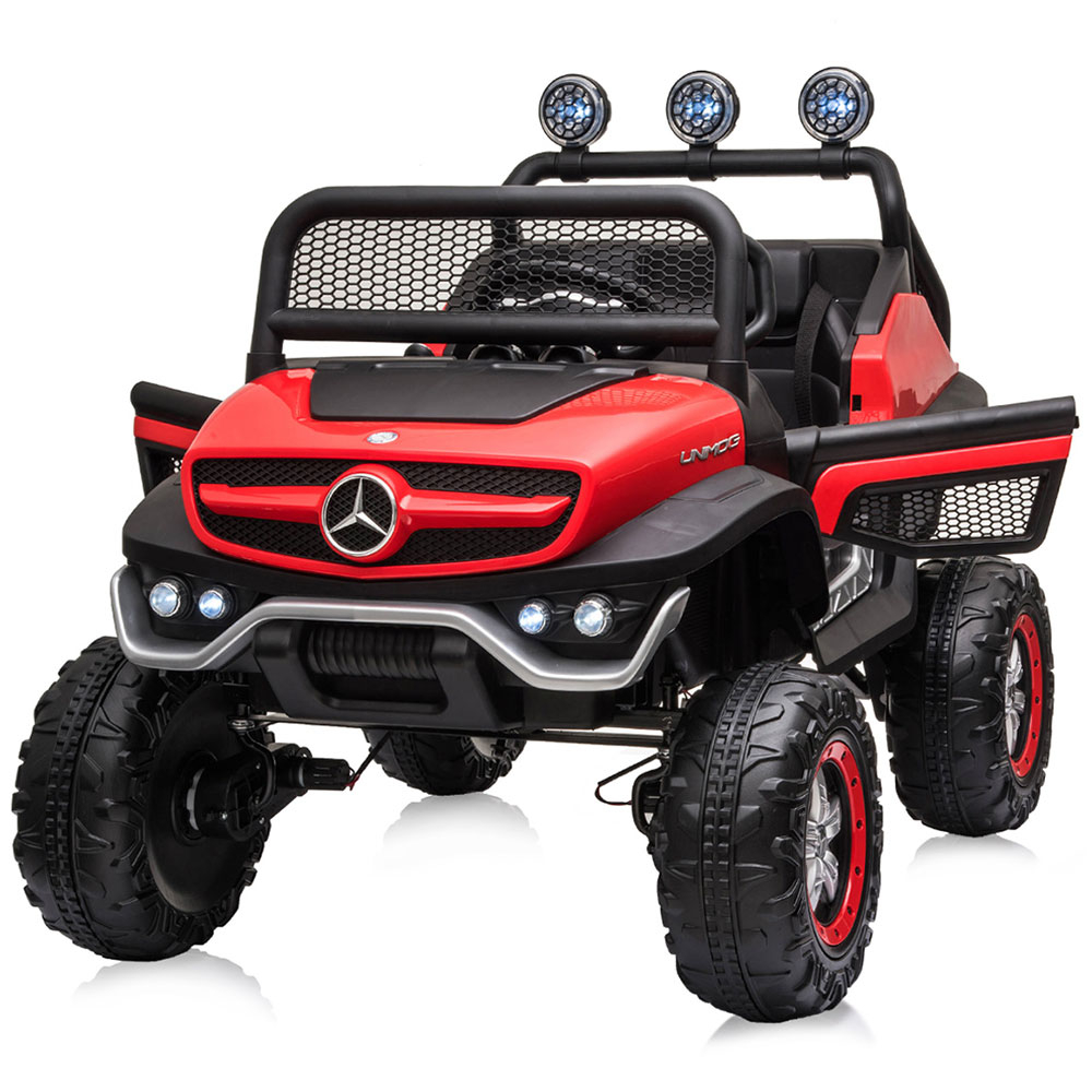Masinuta electrica Chipolino OffRoad Mercedes Unimog cu scaun din piele si roti EVA red [6]
