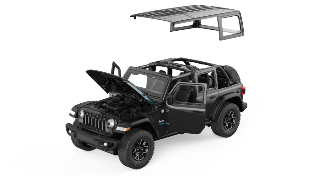 Masinuta metalica jeep wrangler rubicon 4xe negru scara 1 la 24 [4]