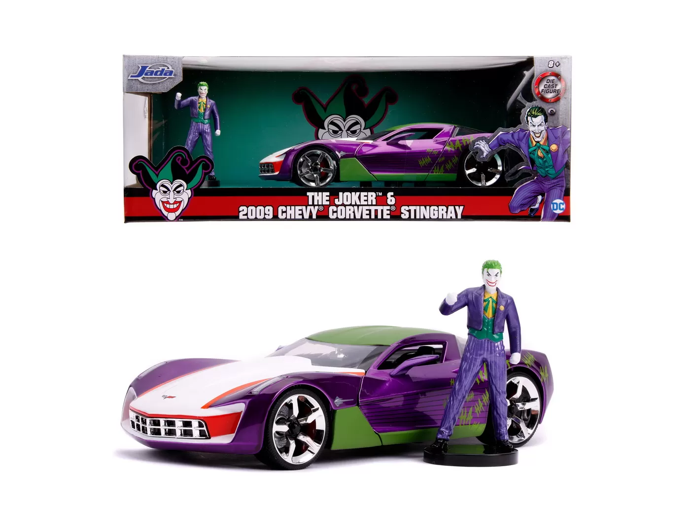 Masinute metalica chevy corvette stingray 2009 si figurina joker scara 1:24 [3]
