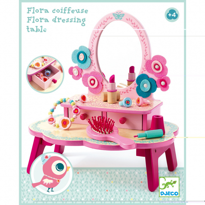 Masuta de toaleta cu accesorii machiaj de jucarie, Flora, Djeco, varsta 3 - 6 ani, Fata [3]