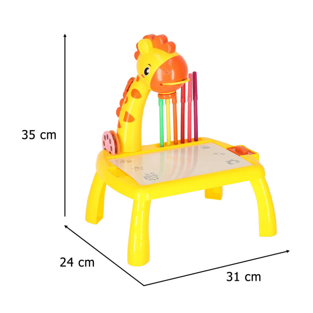 Masuta de Desen cu Proiector si Diapozitive, Girafa, Galben [12]