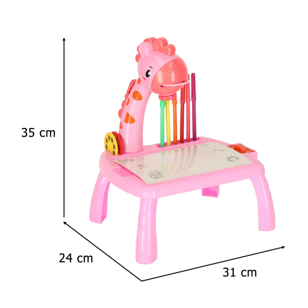 Masuta de Desen cu Proiector si Diapozitive, Girafa, Roz [9]