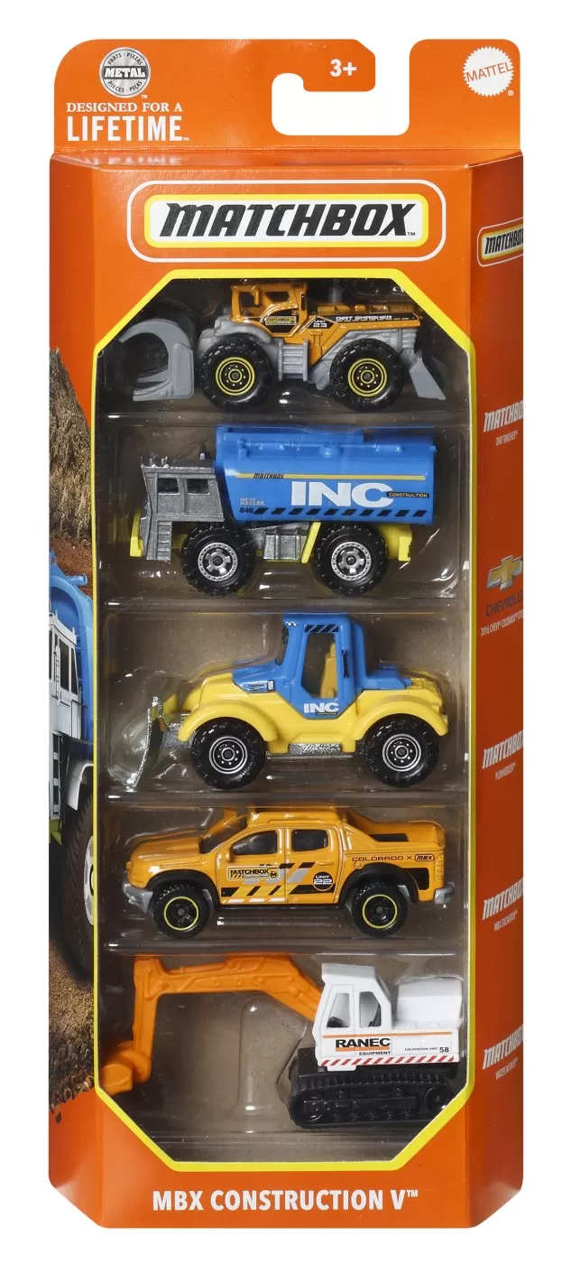 Matchbox set 5 masinute metalice mbx construction v scara 1:64, varsta de la 3 ani la 12 ani [1]