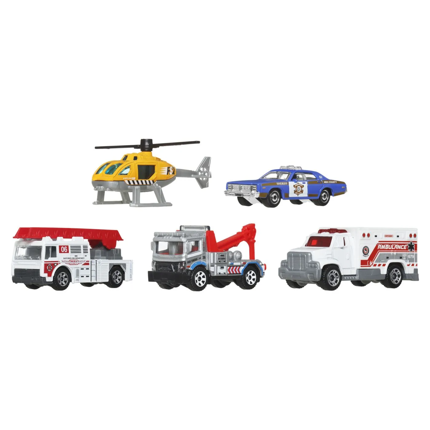 Matchbox set 5 masinute metalice rescue scara 1 la 64, copii varsta 3 ani pana la 12 ani [2]