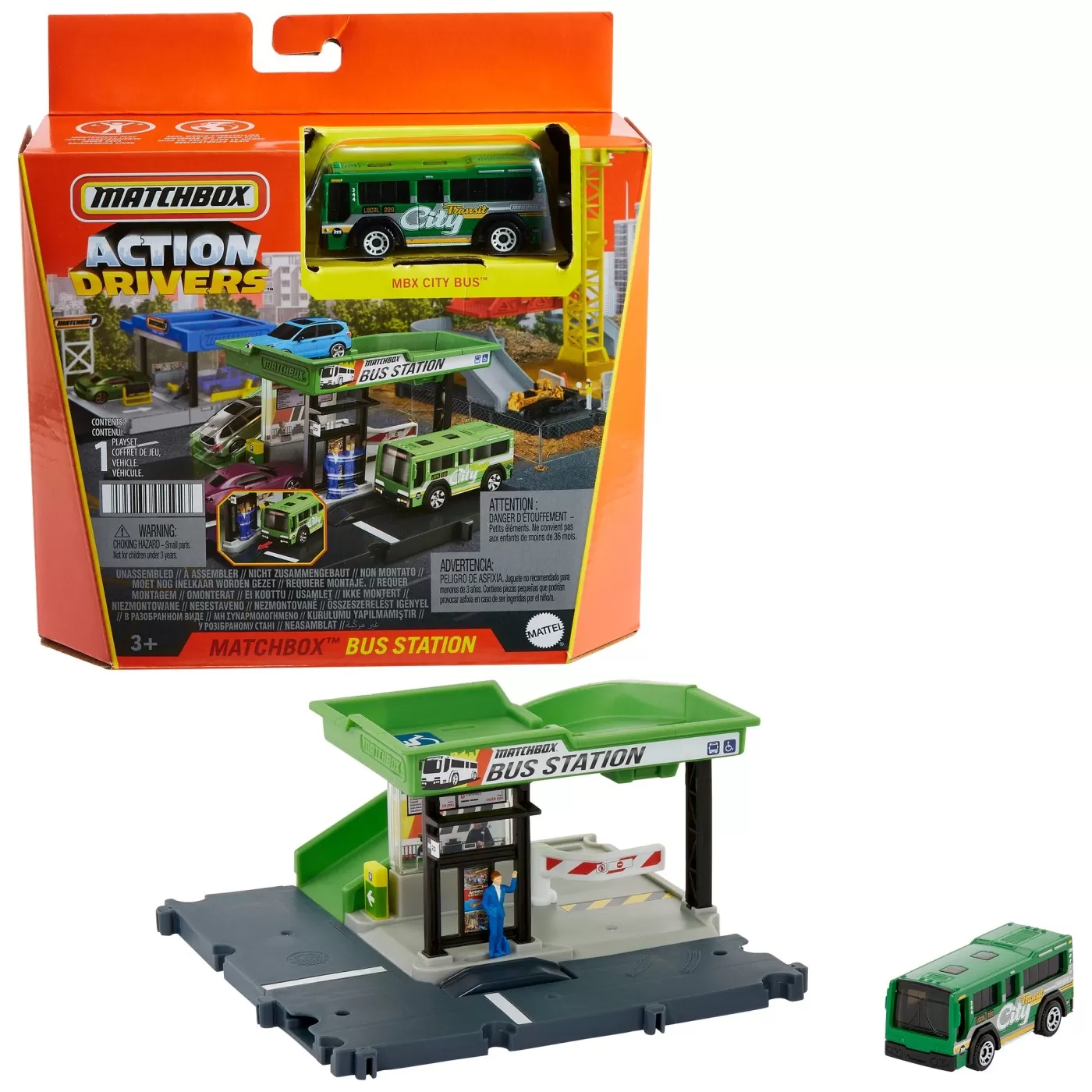 Matchbox set action drivers statia de autobuz, varsta de la 3 ani la 7 ani [7]