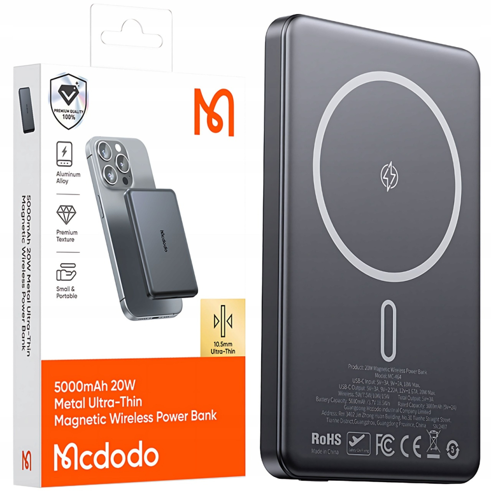 Mcdodo Acumulator Extern 5000mAh Meta Series Ultra-Thin Design, 20W, Negru [14]