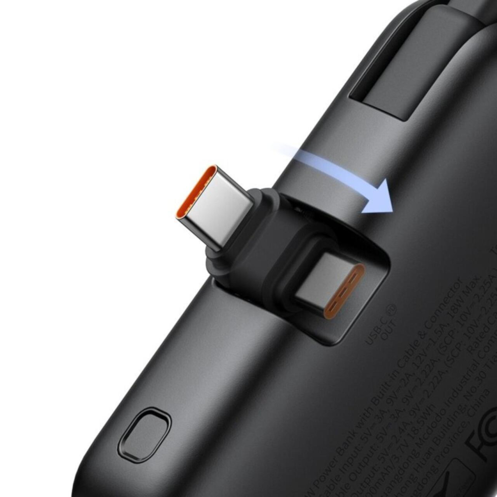 Mcdodo Acumulator Extern FreeKit Series 5000mAh, 22.5W, cablu si conector USB-C incorporate, Negru [5]