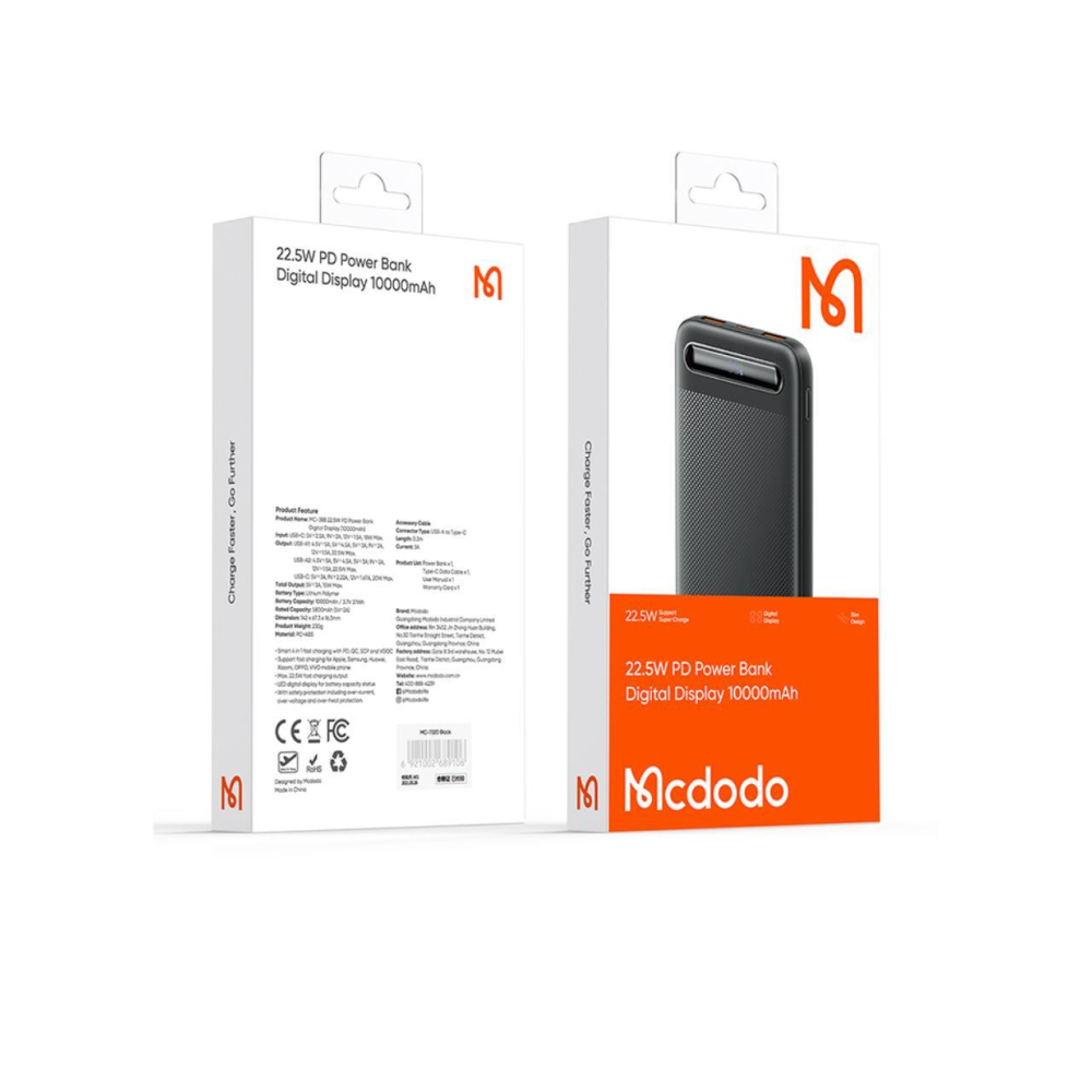 Mcdodo Acumulator Extern Star Series Digital Display PD+QC, 10000mAh, 22.5W, Negru [5]