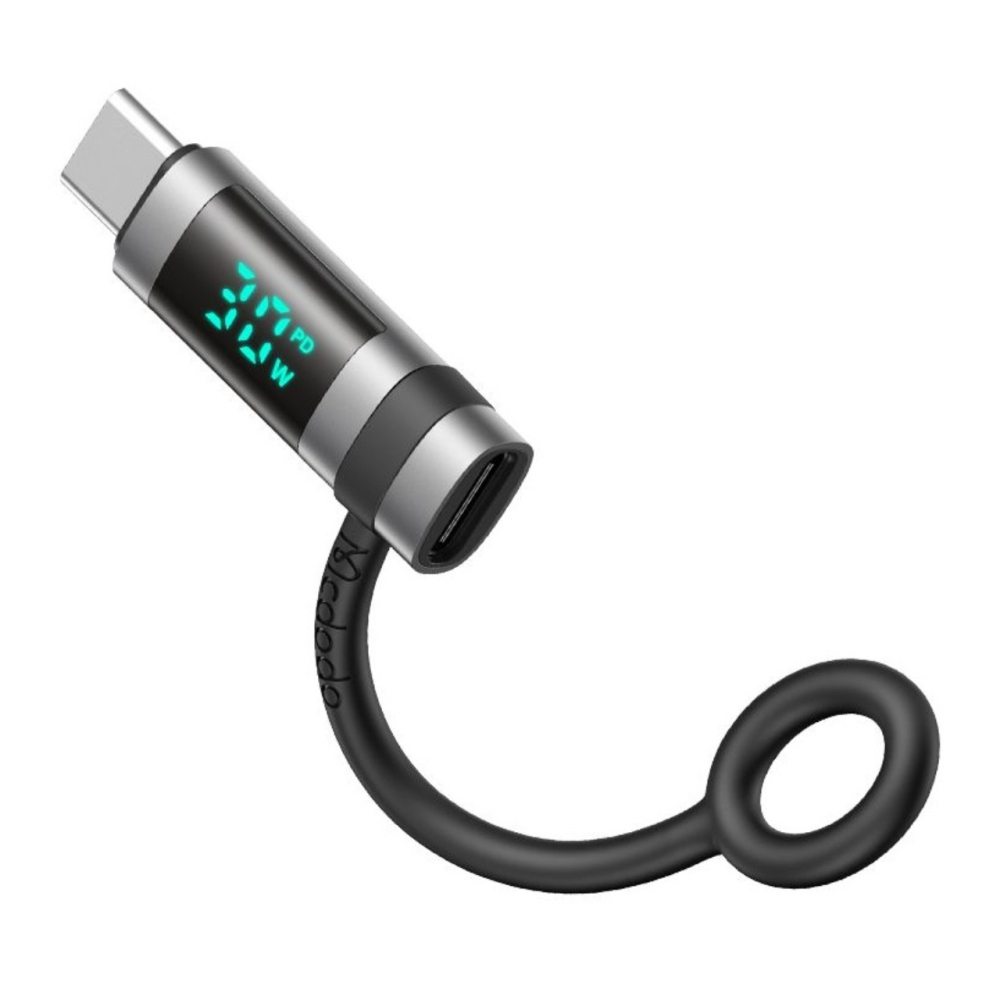 Mcdodo Adaptor Lightning la Type-C 60W, Pigeon Series, carlig din silicon, aliaj de aluminiu, afisaj LED HD, Negru [7]