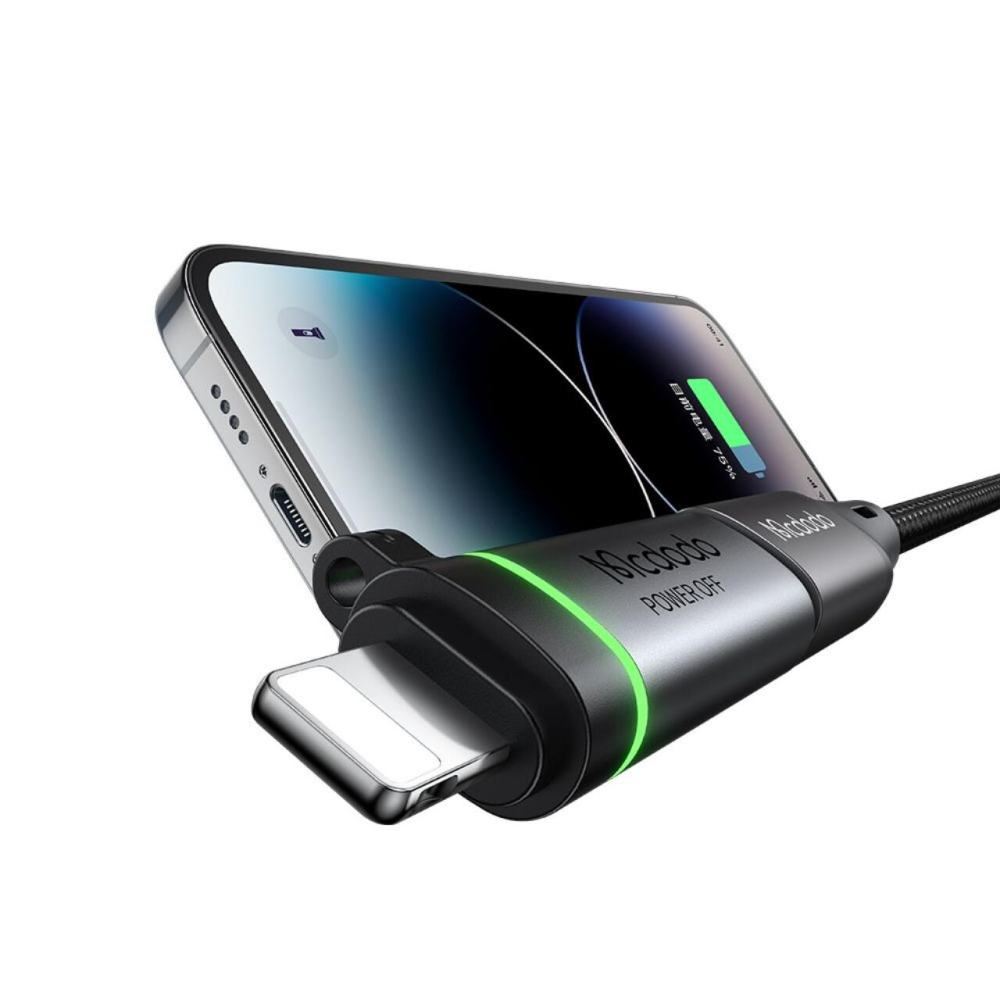 Mcdodo Adaptor Type-C la Lightning, 36W, Fast Charge, Auto Power Off 3A, 480Mbps, cip E-Mark, snur, Negru [6]