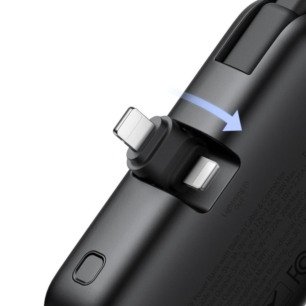 Mcdodo Baterie Externa FreeKit Series 5000mAh, 22.5W, cablu și Connector Lightning Negru [5]