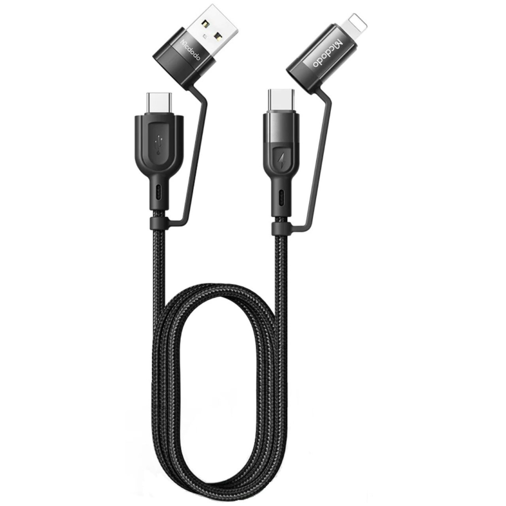 Mcdodo Cablu 4 in 1 USB-A/Type-C la Lightning/Type-C, PD Fast Charging, 60W, 1.2m, Negru [6]