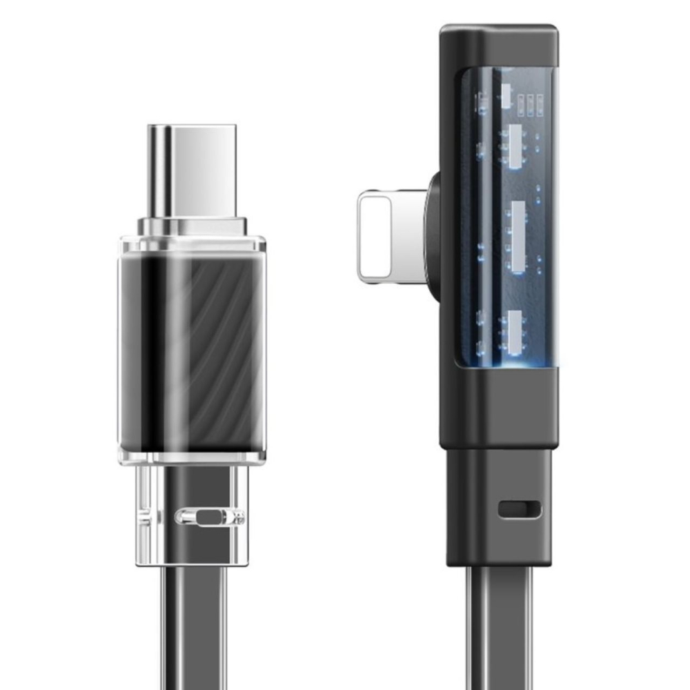 Mcdodo Cablu Type-C la Lightning Dichromatic 90 grade, Fast Charging, 36W, LED, 1.8m, Negru [6]