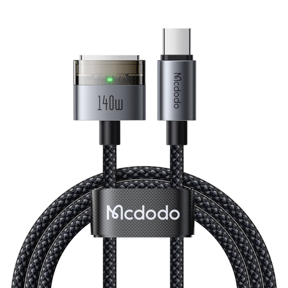 Mcdodo Cablu Type-C la MagSafe 3 pentru MacBook, Fast Charger 140W, Indicator LED, 2m, Negru [9]