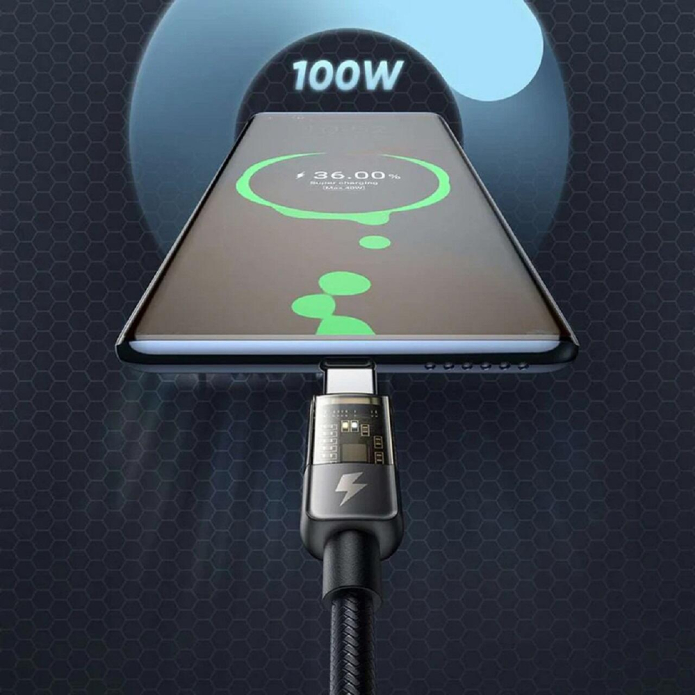 Mcdodo Cablu Type-C la Type-C, 100W, Fast Charging, Design transparent, Oprire automata, 1,2 m Negru [2]