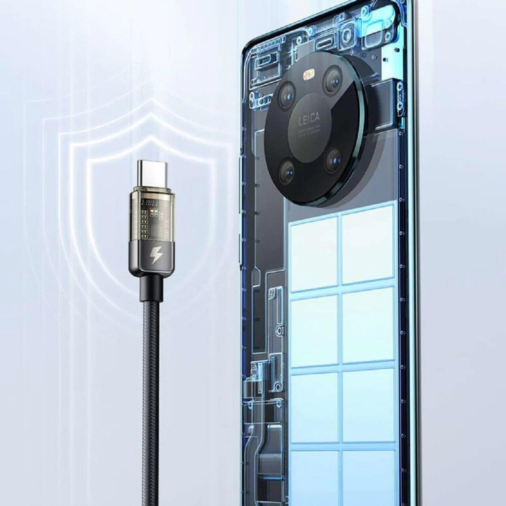 Mcdodo Cablu Type-C la Type-C, 100W, Fast Charging, Design transparent, Oprire automata, 1,2 m Negru [5]