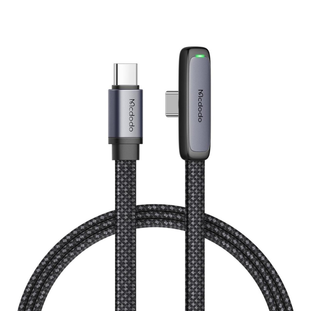 Mcdodo Cablu Type-C la Type-C, 65W, Design la 90 de grade, Fast Charging, Indicator LED, 1,2m, Negru [7]