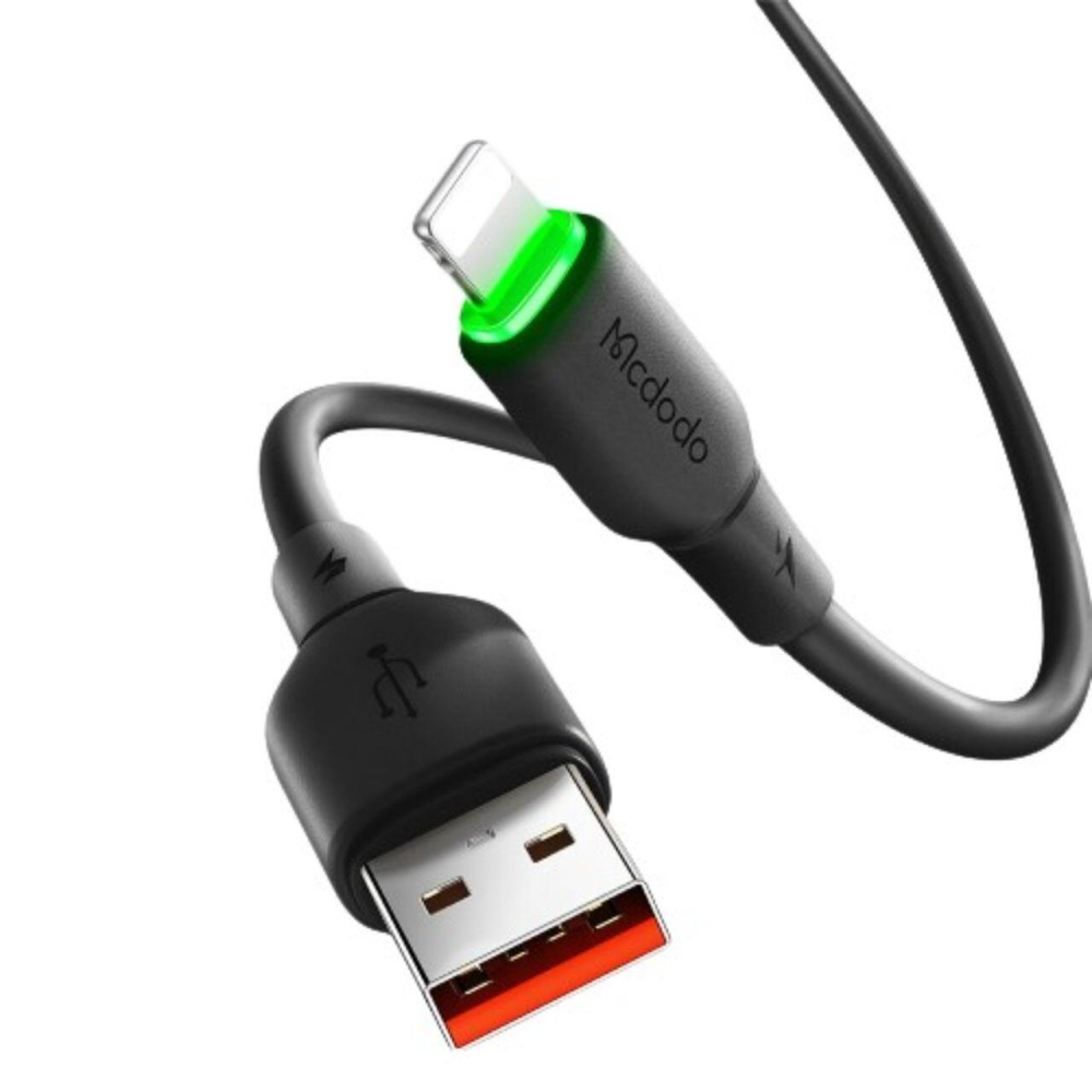 Mcdodo Cablu USB la Lightning Alpha Series Silicone Fast Charging, LED, 1.2m, Negru [6]