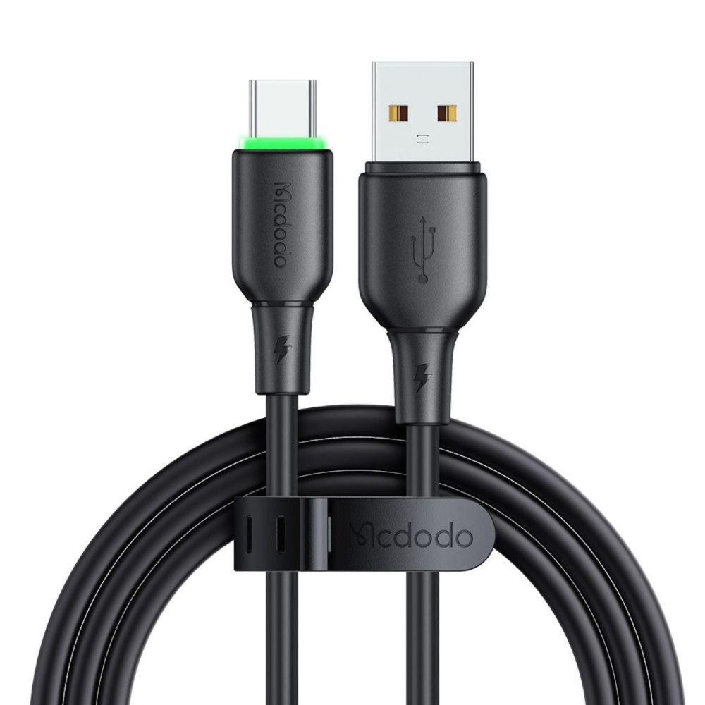 Mcdodo Cablu USB la Type-C Alpha Series Silicone Fast Charging, 6A LED, 1.2m, Negru [5]