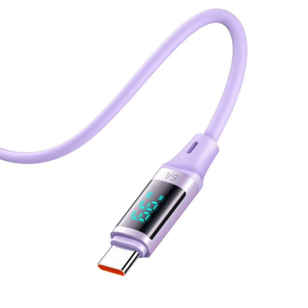 Mcdodo Cablu USB la Type-C Digital Display Silicone Super Fast Charging, 6A, 1.2m, Mov [5]