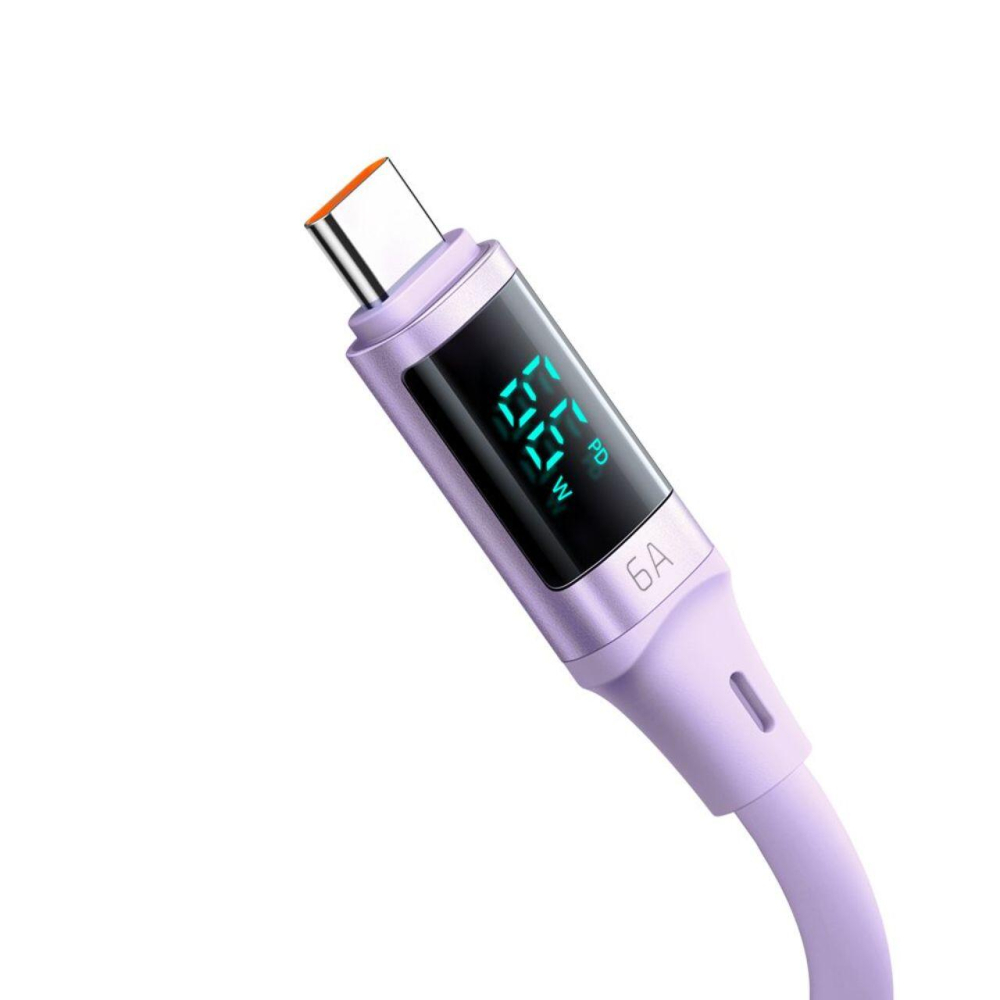 Mcdodo Cablu USB la Type-C Digital Display Silicone Super Fast Charging, 6A, 1.2m, Mov [2]