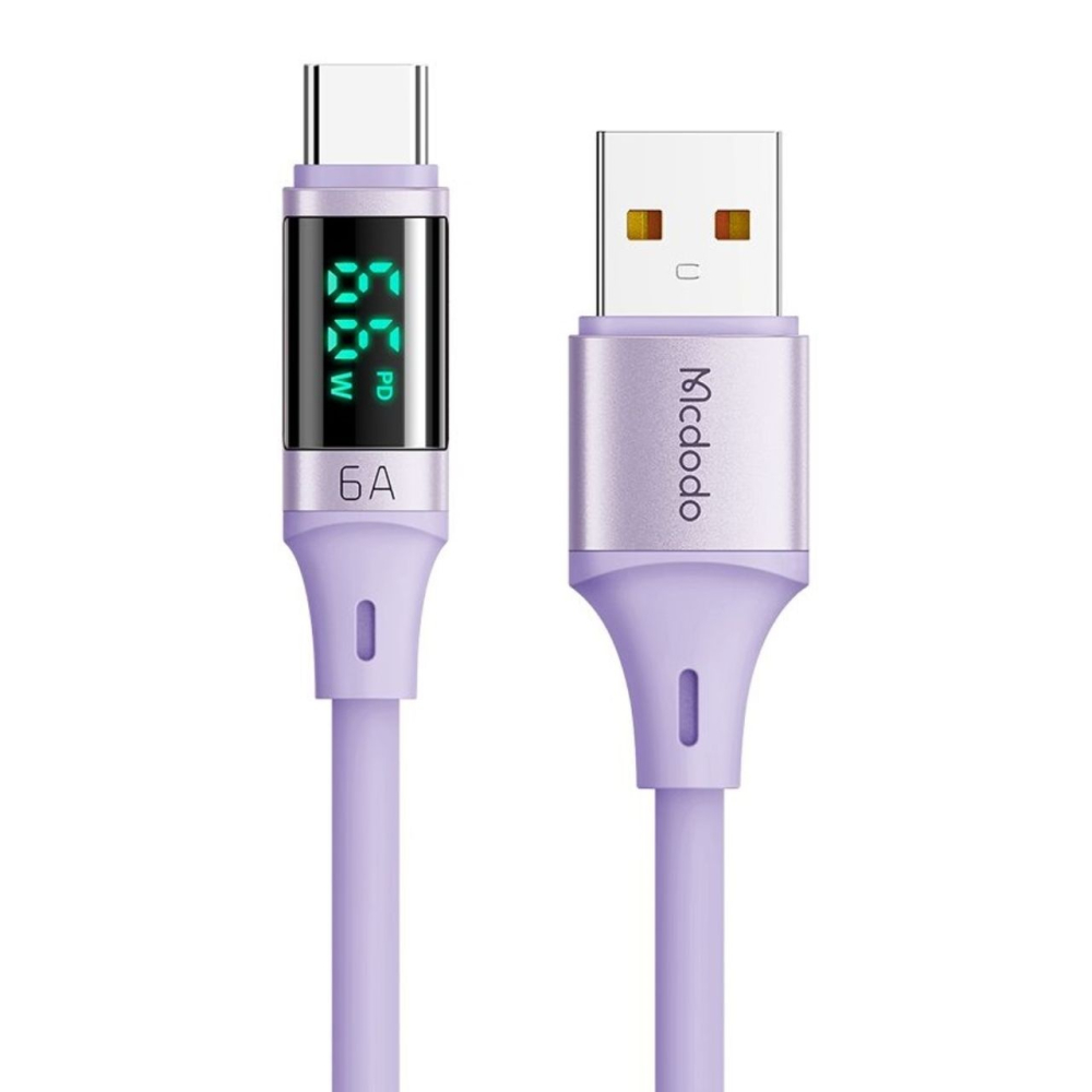 Mcdodo Cablu USB la Type-C Digital Display Silicone Super Fast Charging, 6A, 1.2m, Mov [6]