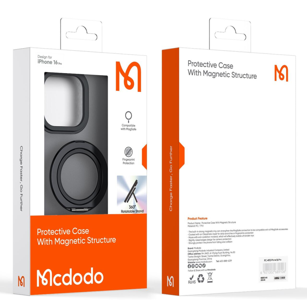 Mcdodo Husa Mata MagSafe iPhone 16 Pro cu suport Negru [9]