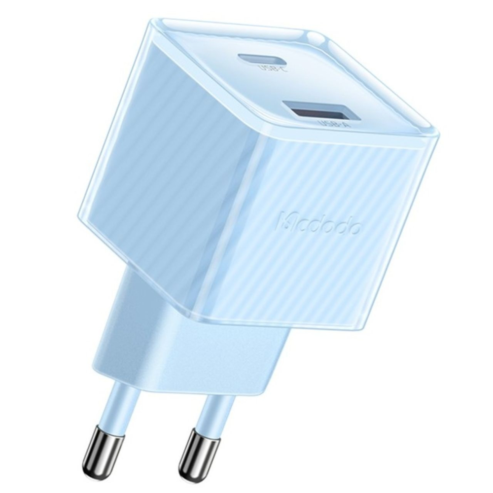 Mcdodo Incarcator Retea Dual Port Type-C si USB-A Dichromatic, Fast Charging PD 33W, Albastru [5]