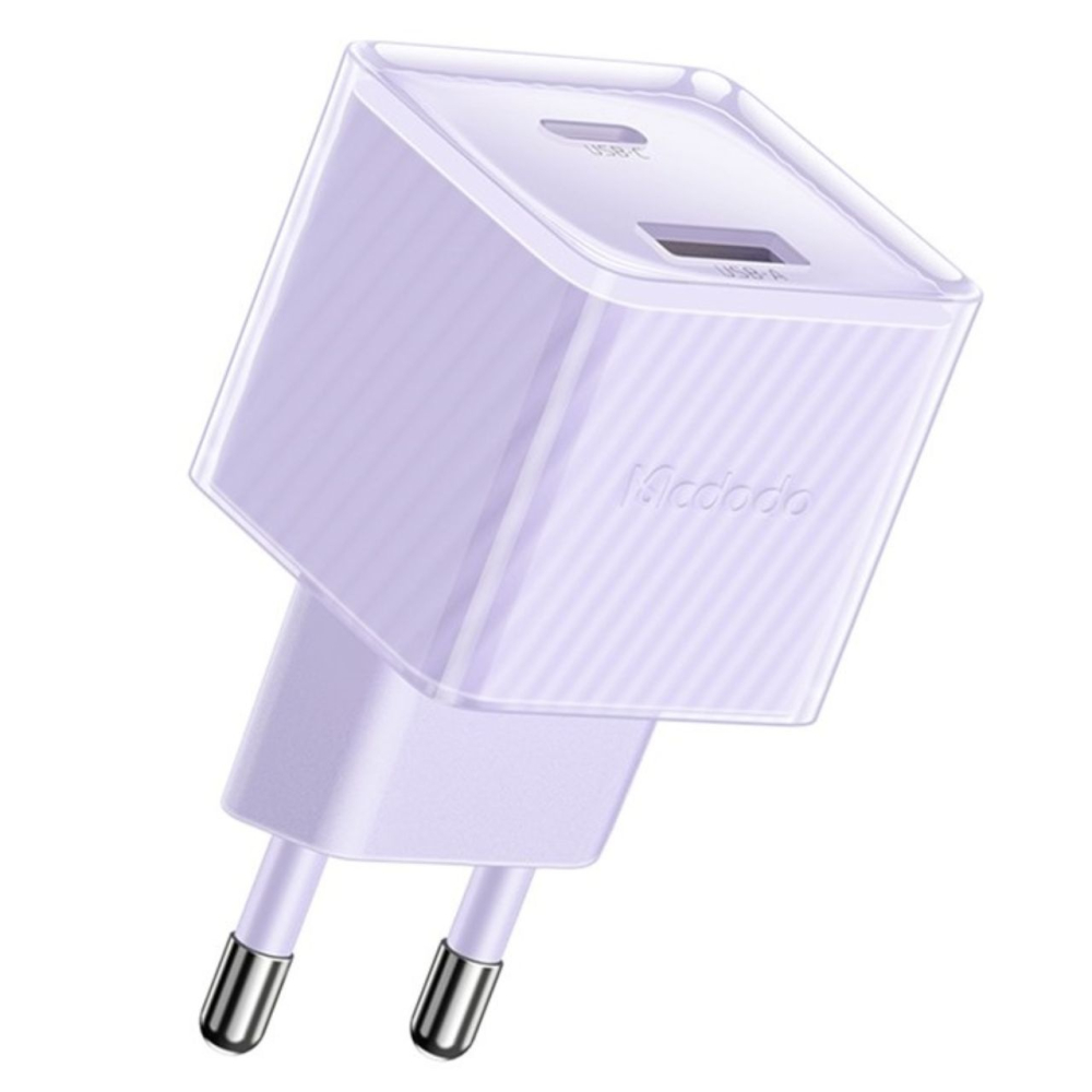 Mcdodo Incarcator Retea Dual Port Type-C si USB-A Dichromatic, Fast Charging PD 33W, Mov [5]