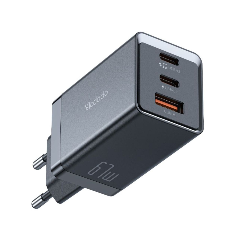 Mcdodo Incarcator Retea GaN5 Mini Pro Fast Charger 67W,  Port 2xType-C+ 1xUSB-A, Plug EU, Black [8]
