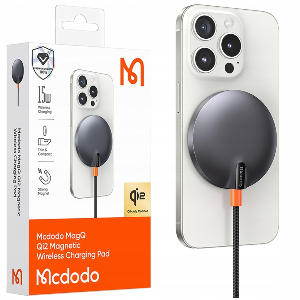 Mcdodo Incarcator wireless MagQ Magnetic, 15W, Qi2, cip MSC Negru [12]