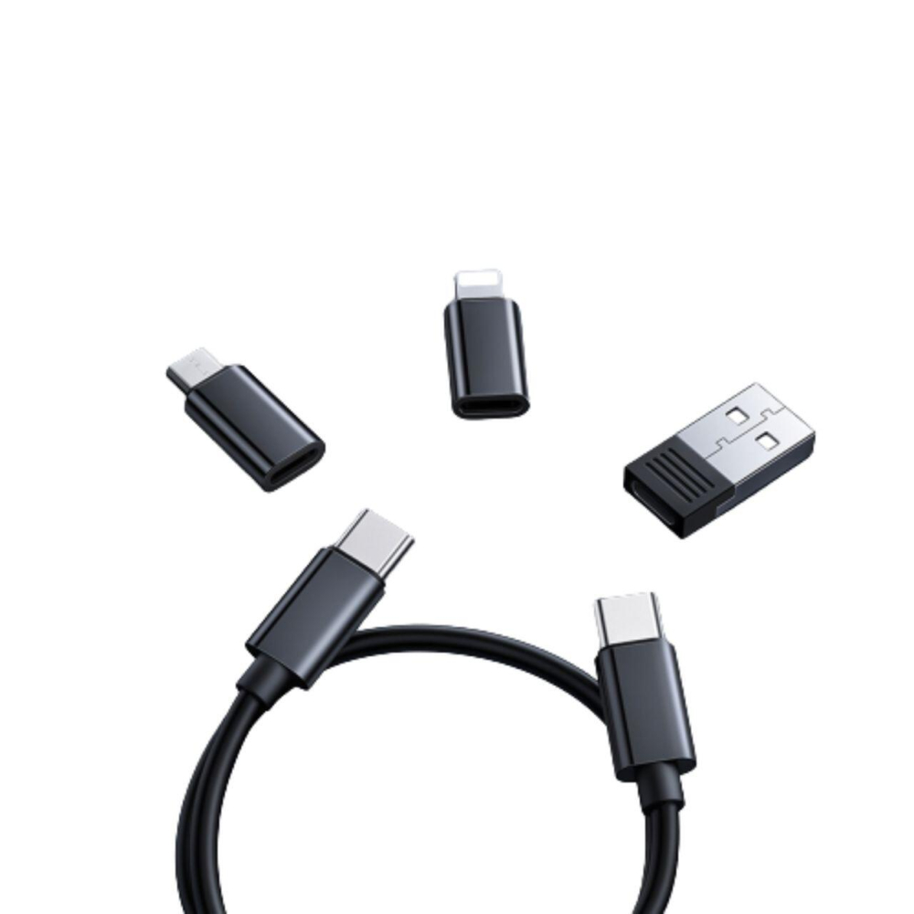 Mcdodo Set de adaptoare si cabluri,1 x carcasa, 3x adaptoare USB-C la Lightning, microUSB, USB, 1x cablu USB-C, 1x card TF, 1x cheie cartela SIM, Negru [2]