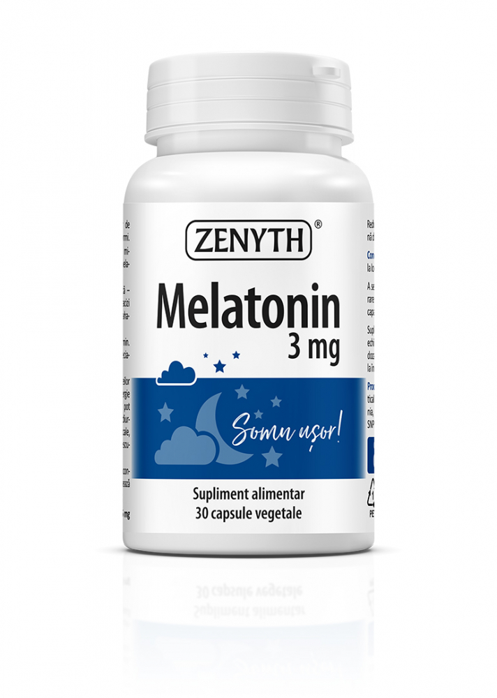Melatonin 3 mg Supliment alimentar cu melatonina pentru reducerea tulburarilor de somn. 3 mg/cps, 30 capsule [1]