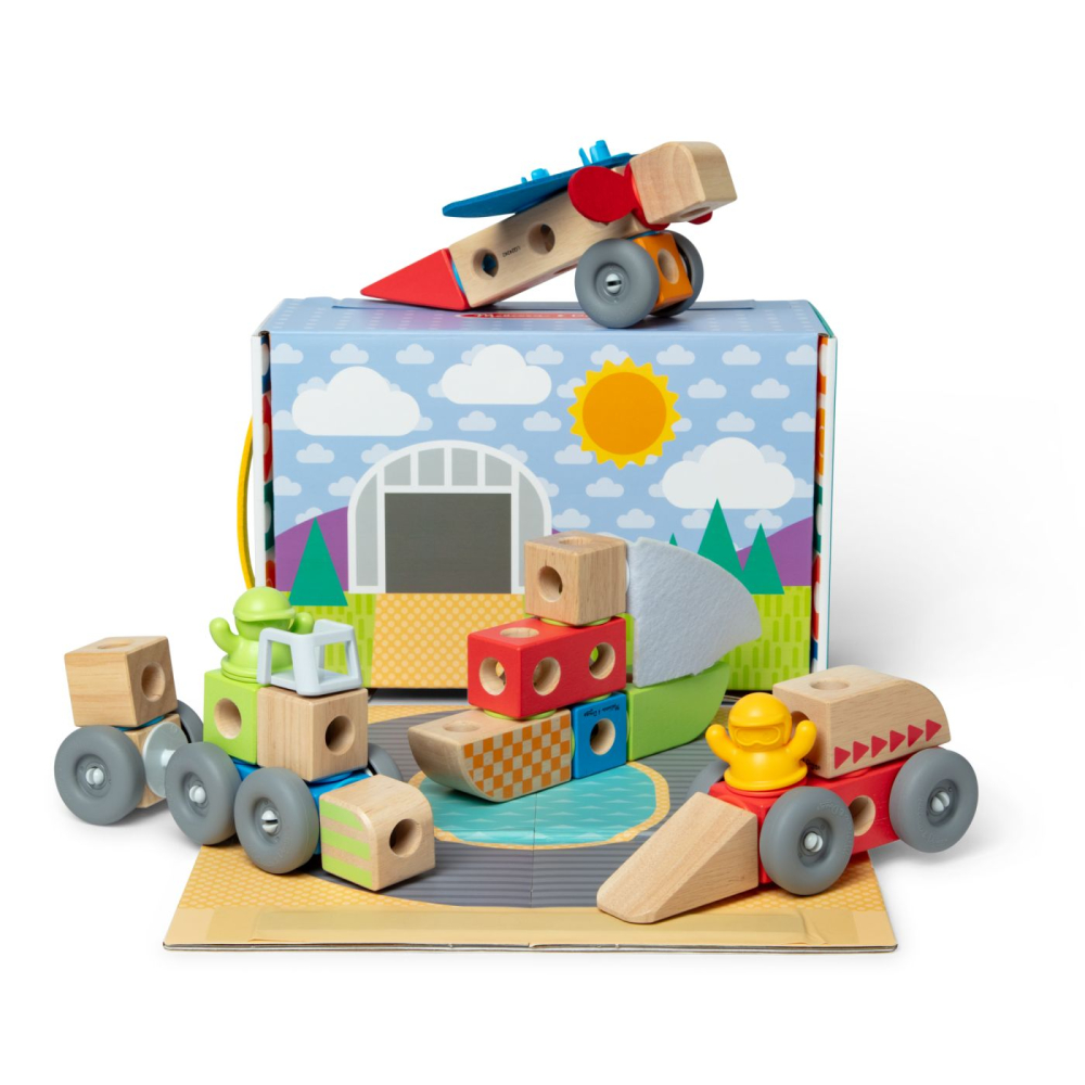 Melissa and doug set de constructie din lemn vehicule copii varsta 2 ani - 6 ani [2]