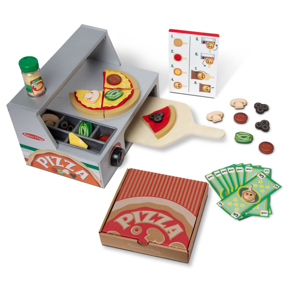 Melissa and doug top and bake set de joaca masa de facut pizza din lemn copii varsta 3 ani - 8 ani [2]