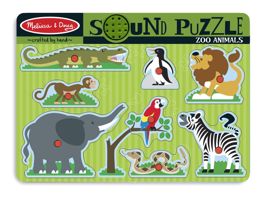 Melissa & Doug - Puzzle de lemn cu sunete Animale de la Zoo [1]