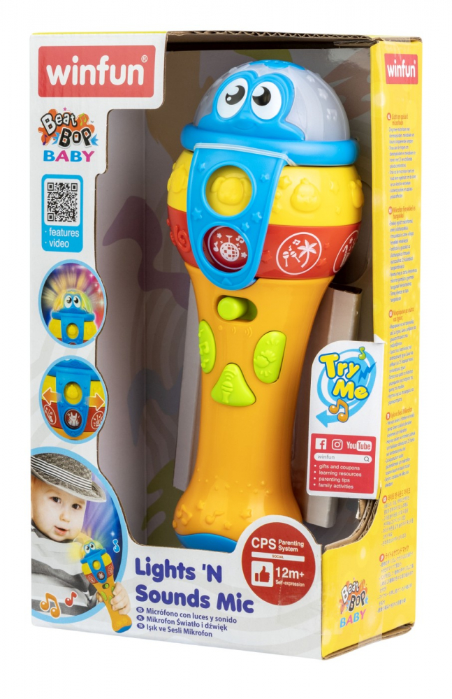 Microfon cu sunete si lumini pentru bebelusi, winfun, varsta de la 1 an la 3 ani [2]