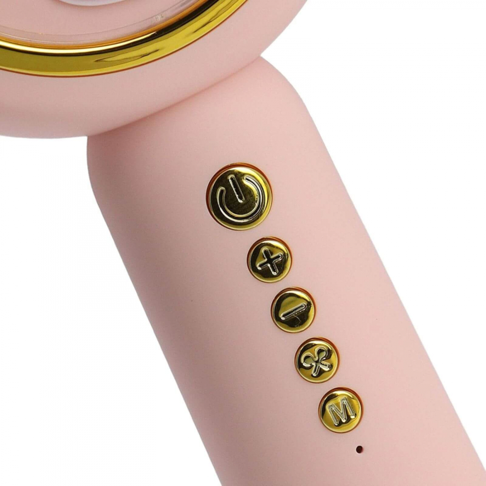 Microfon karaoke wireless copii, model iepuras cu LED si efecte vocale – Roz [7]
