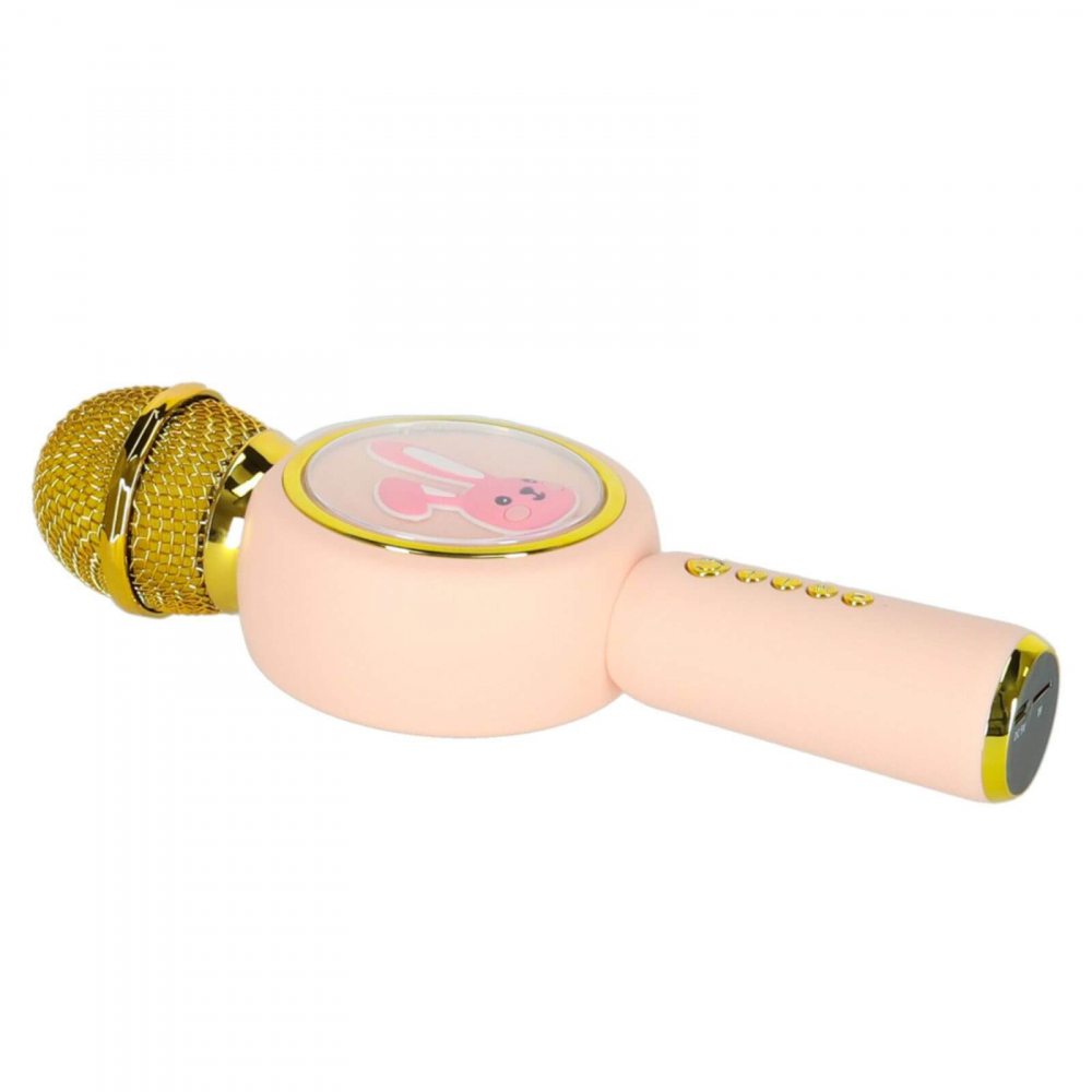 Microfon karaoke wireless copii, model iepuras cu LED si efecte vocale – Roz [5]