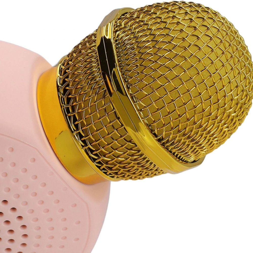 Microfon karaoke wireless copii, model iepuras cu LED si efecte vocale – Roz [6]
