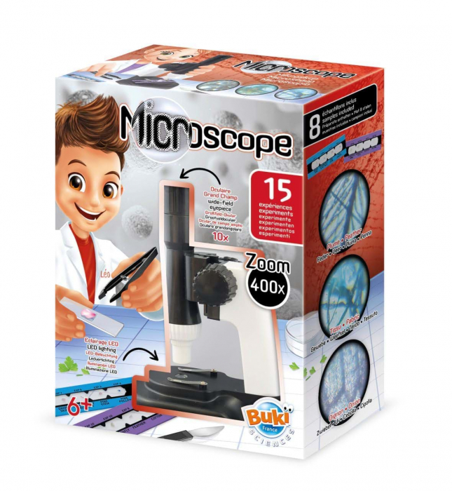 Microscop optic pentru copii, 15 experimente, Zoom 400x, Buki France [2]