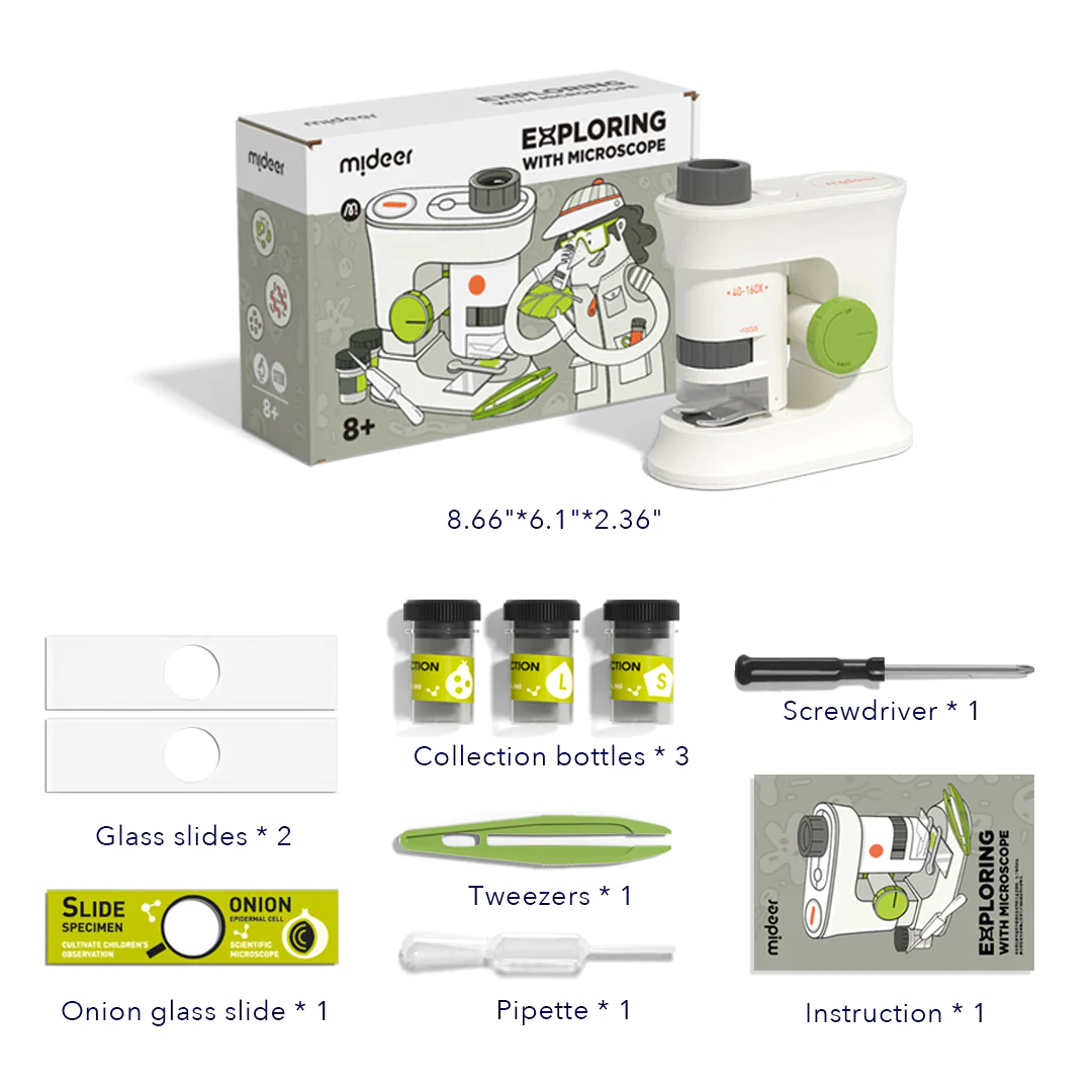 Microscop pentru copii, marire de 160x, obiectiv optic HD, lumina Led, portabil, imagini clare [2]